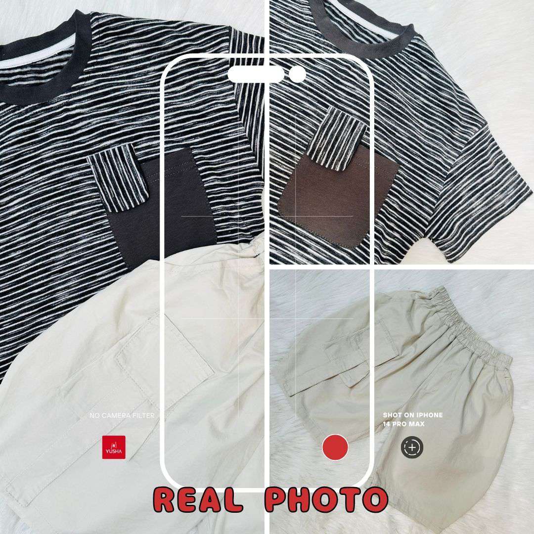 Trendy Summer Midnight Street Pocket T-Shirt Set for Boys