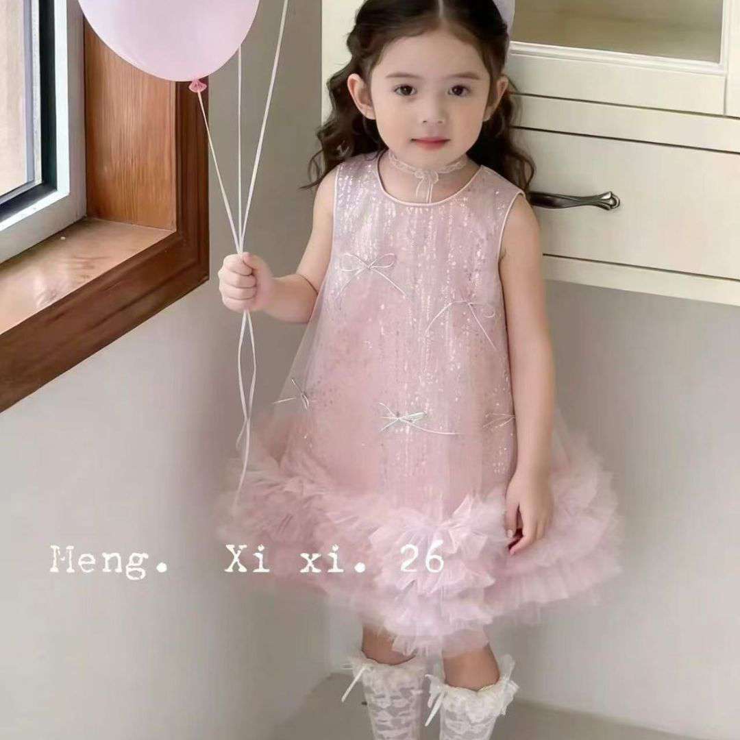 Sequin Party Dress with Bow Clip