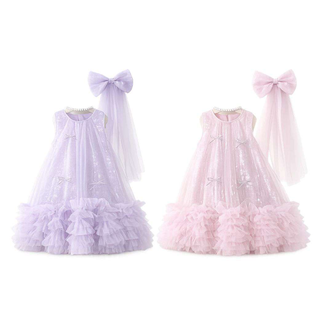 Sequin Party Dress with Bow Clip