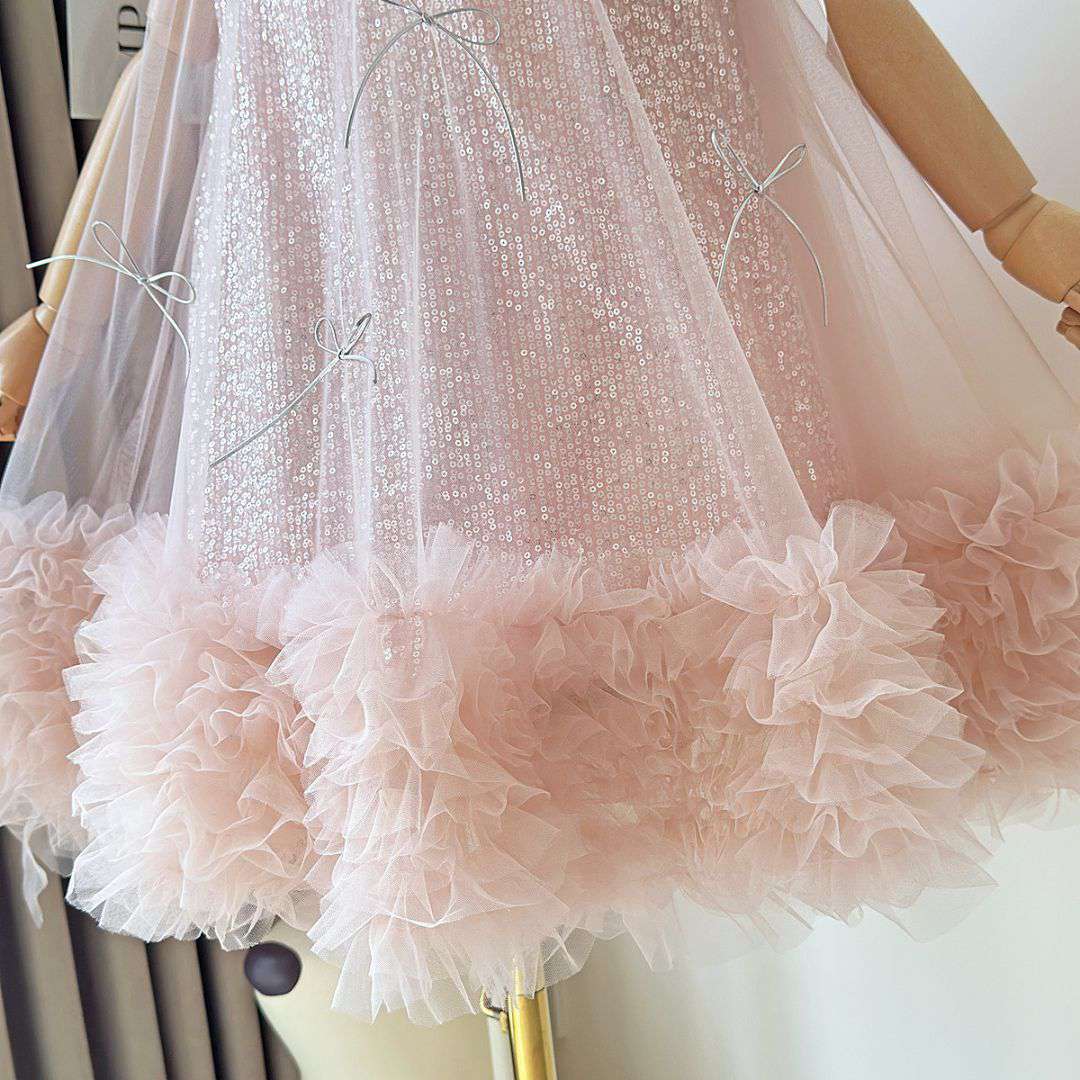 Sequin Party Dress with Bow Clip