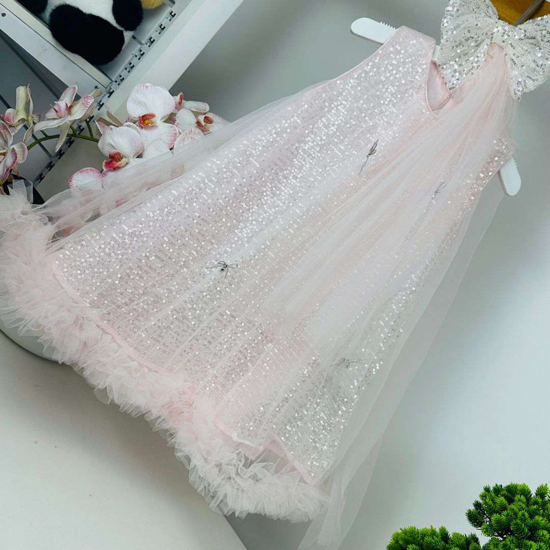 Sequin Party Dress with Bow Clip