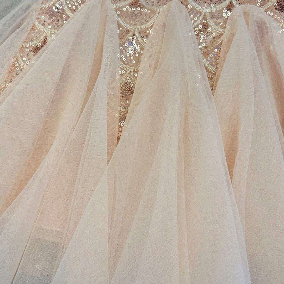 Royal Sequin Pearl Hare Bow Princess Dress