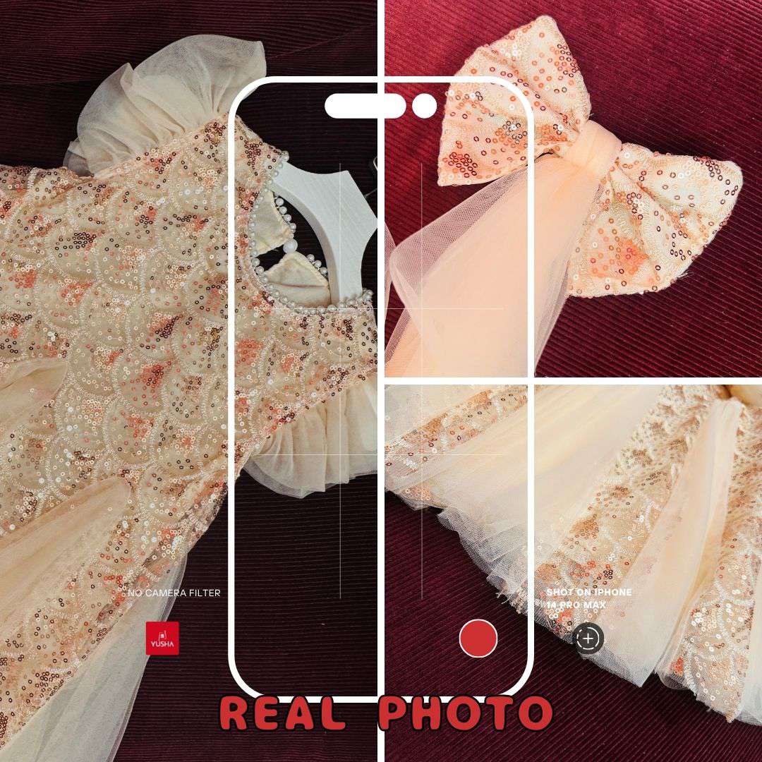 Royal Sequin Pearl Hare Bow Princess Dress