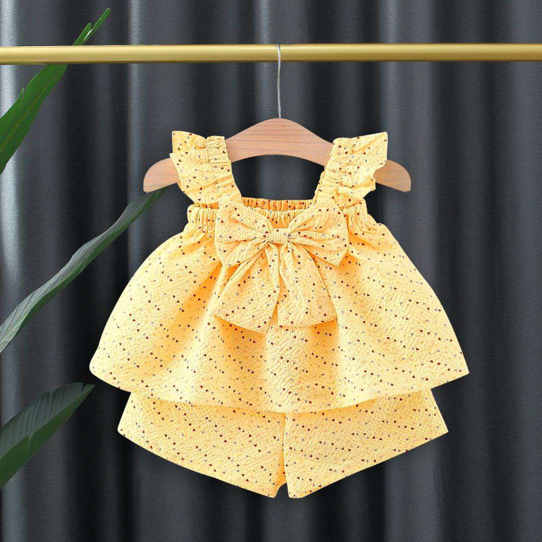 Baby Girl Heart Print Halter Top & Shorts Set