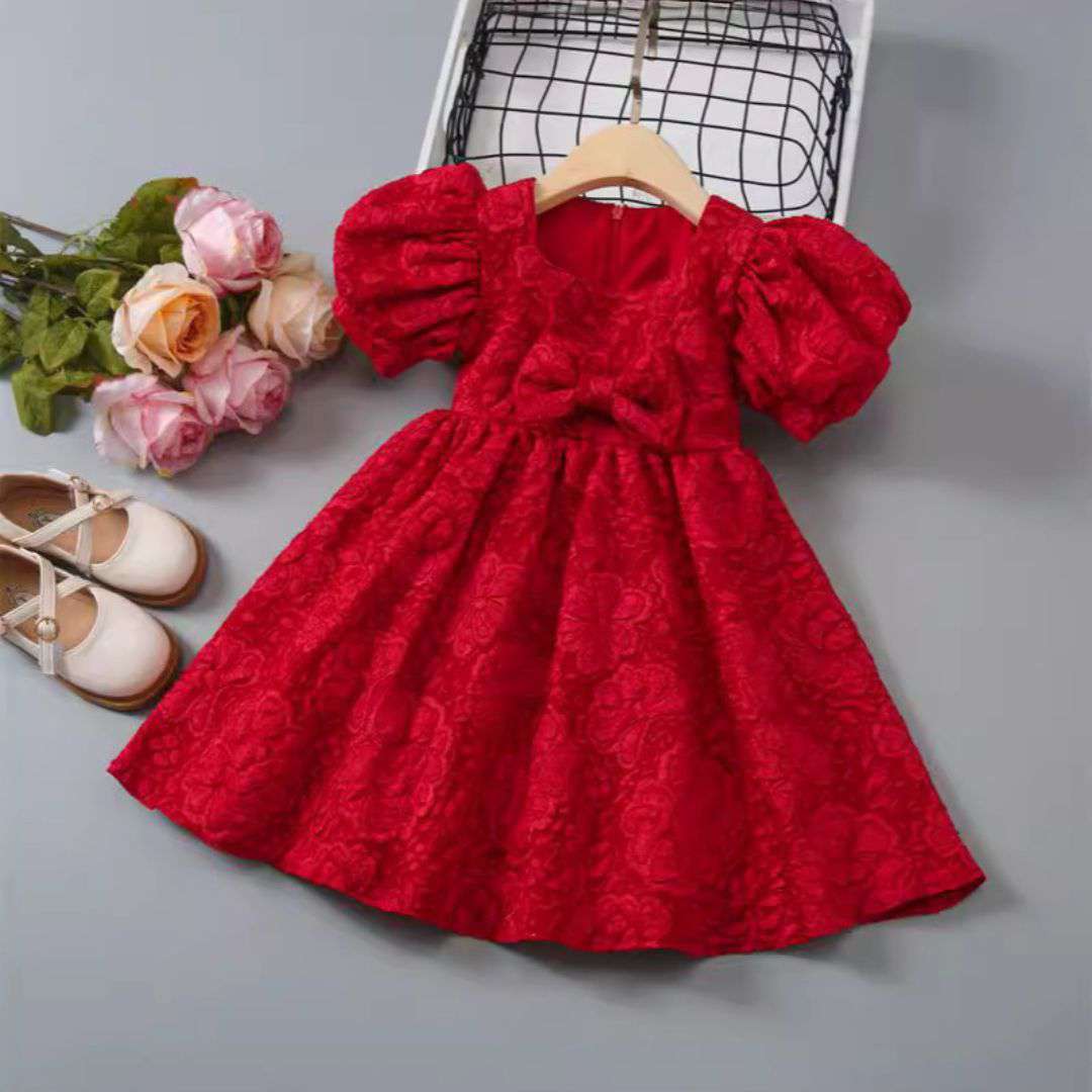 Ruby Red Floral Princess Dress