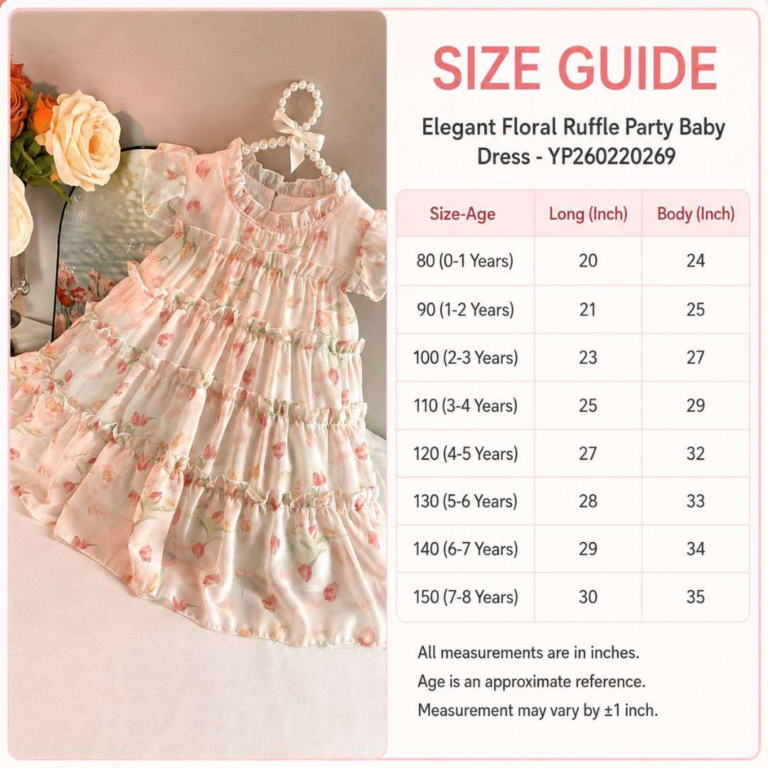 Elegant Floral Ruffle Party Baby Dress