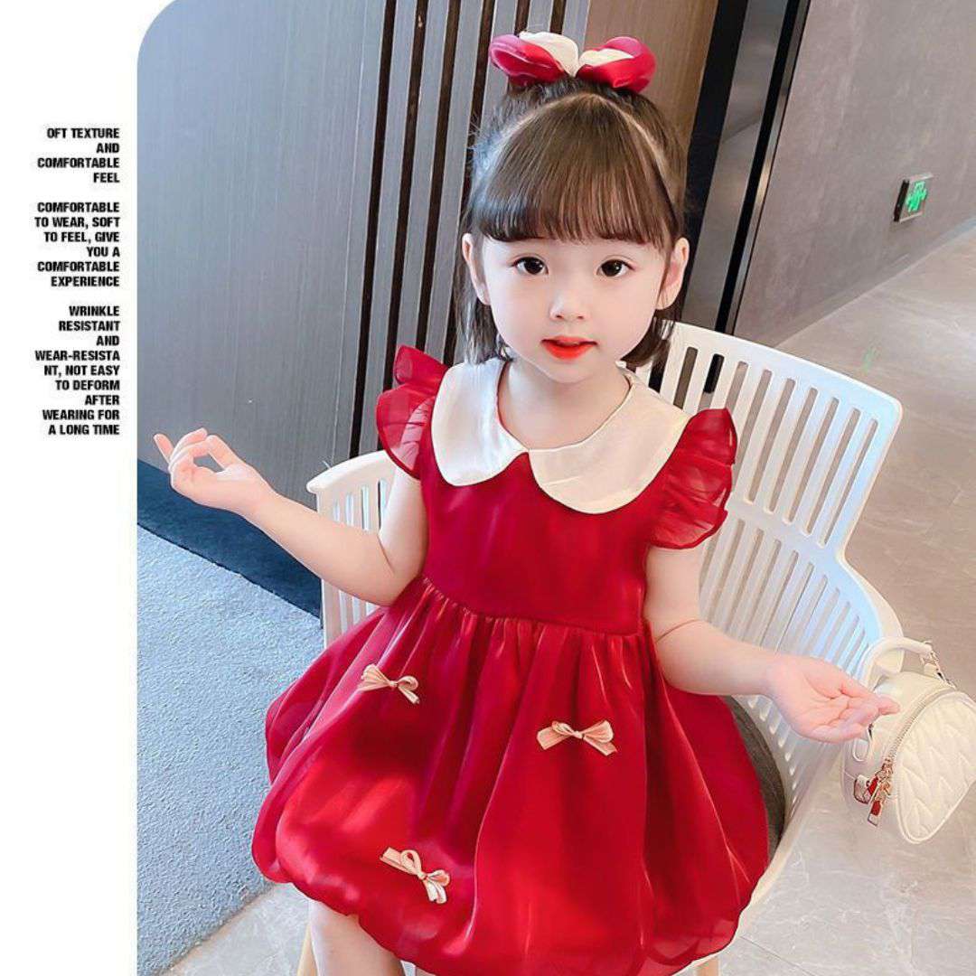 Cute Red Bow Party Baby Dress