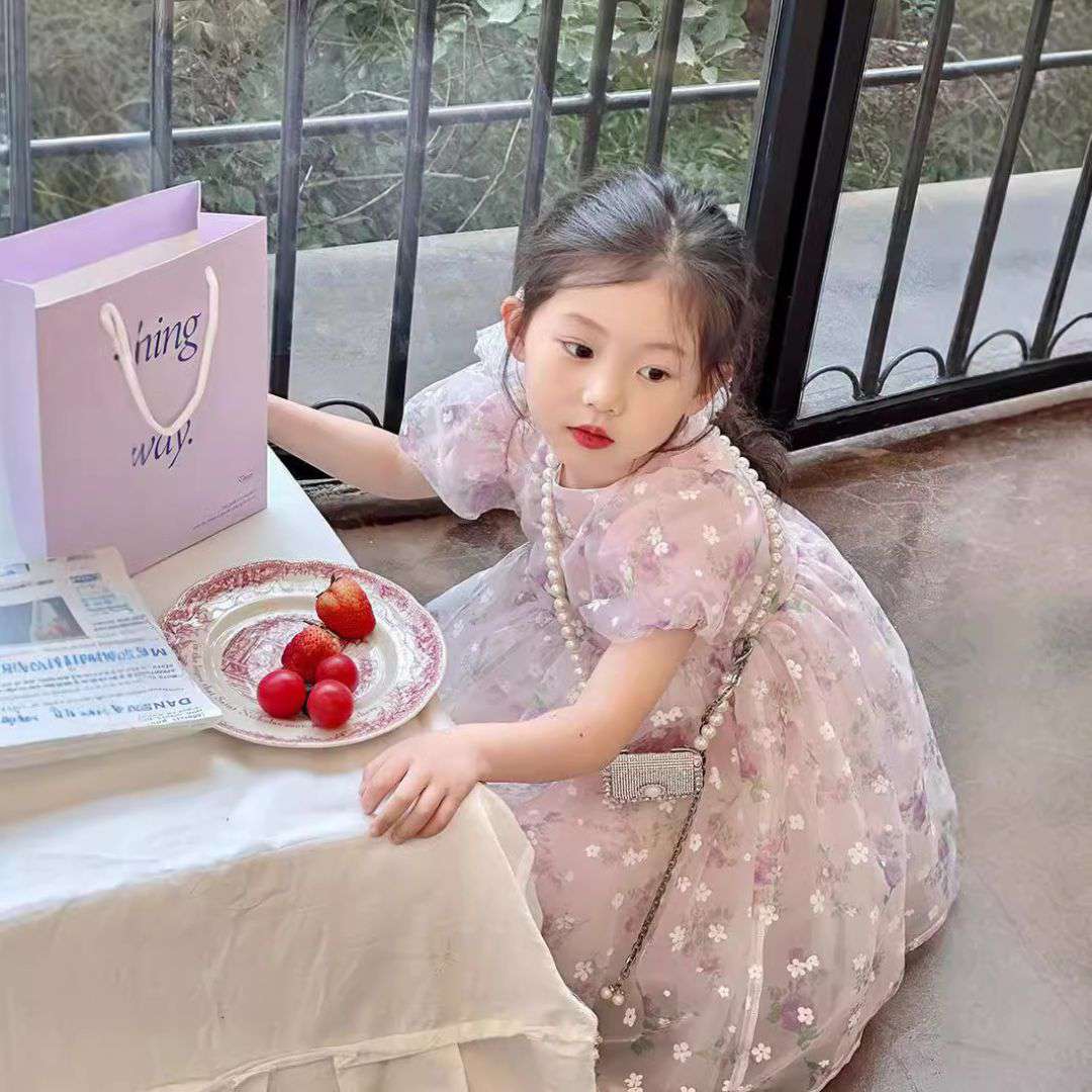 Soft Floral Organza Party Dress