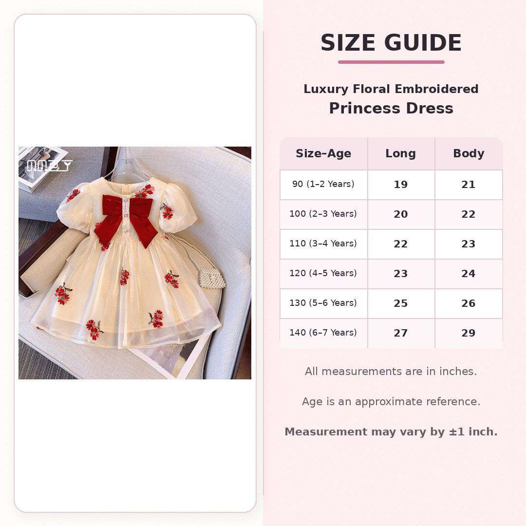 Luxury Floral Embroidered Princess Dress