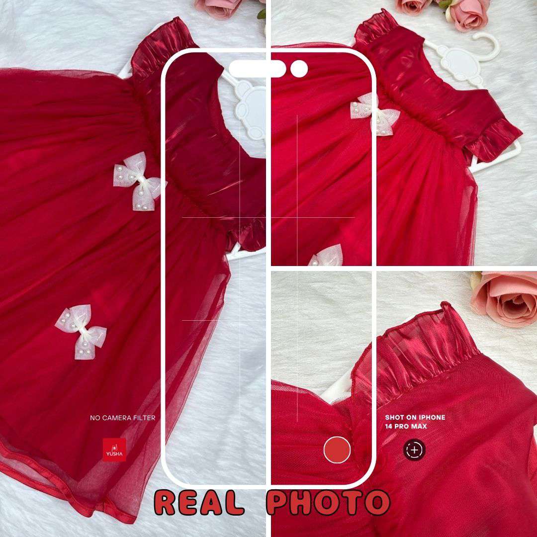 Red Pearl Bow Princess Dress