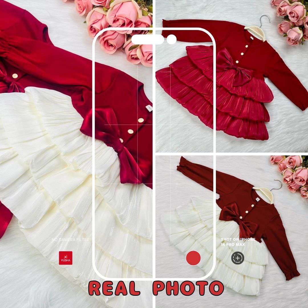 Long Sleeve Luxury Layered Tulle Bow Princess Dress