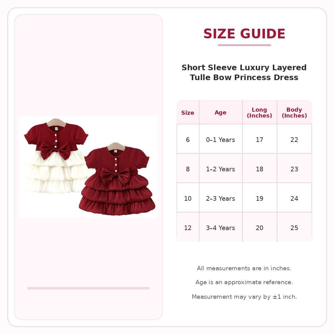 Short Sleeve Luxury Layered Tulle Bow Princess Dress