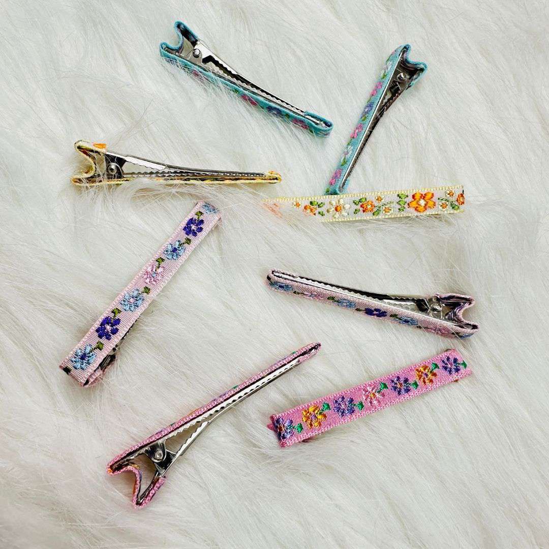 Daisy Flower Cotton Linen Hair Clips