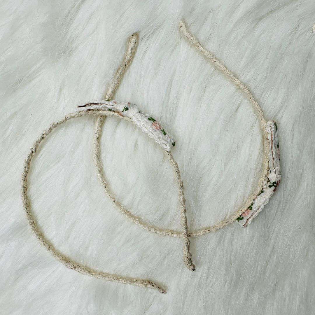 Embroidery Flower Lace Pearl Headband for Girls