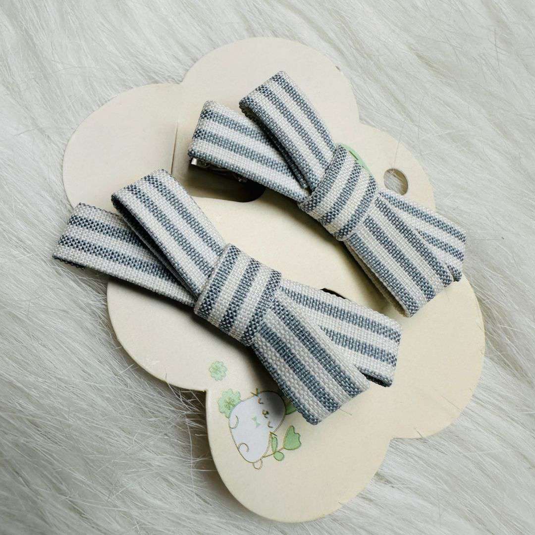 Striped Bow Hair Clips