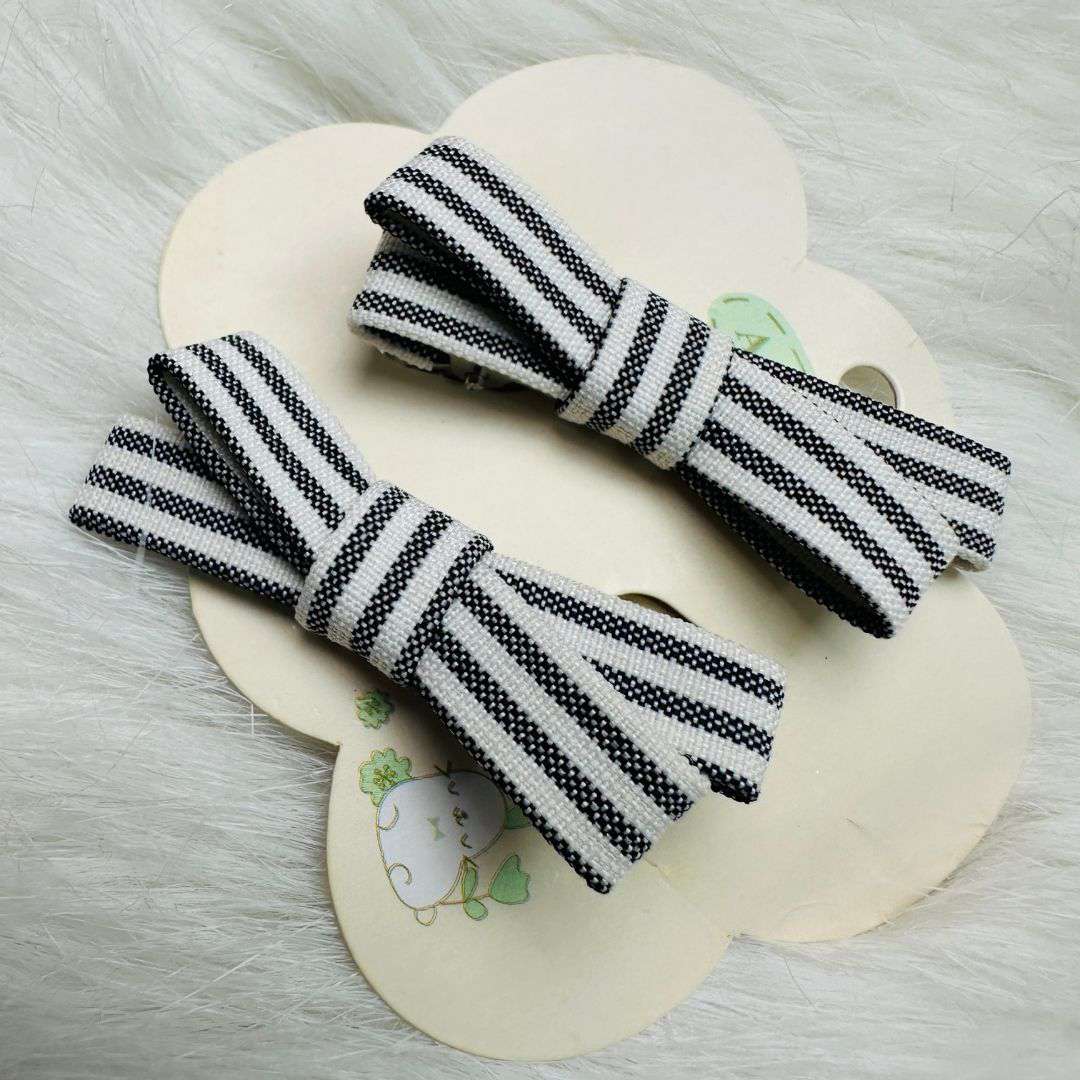 Striped Bow Hair Clips