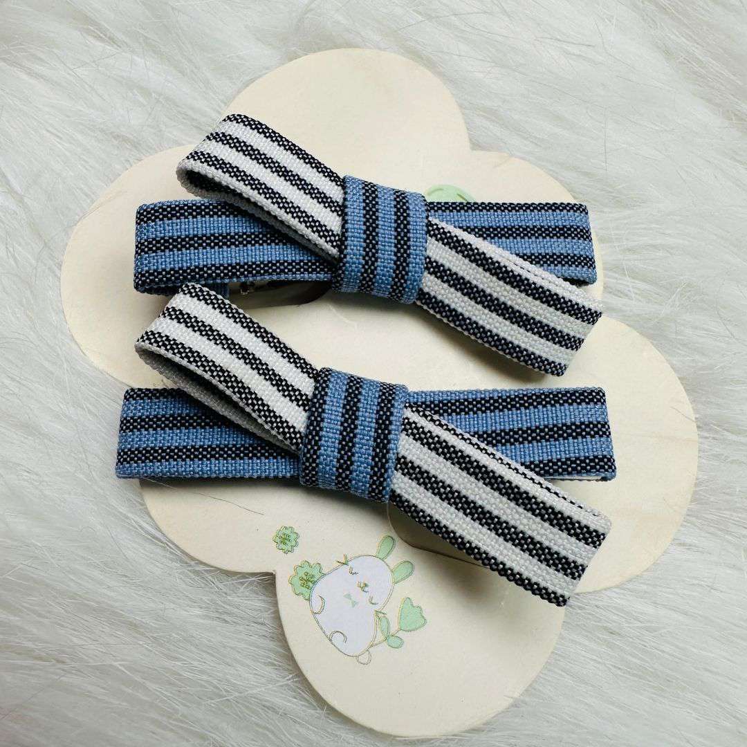 Striped Bow Hair Clips
