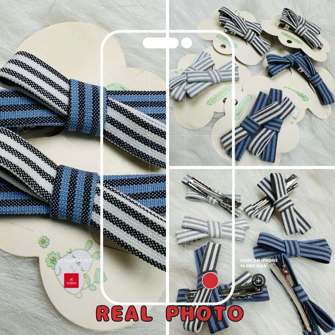 Striped Bow Hair Clips