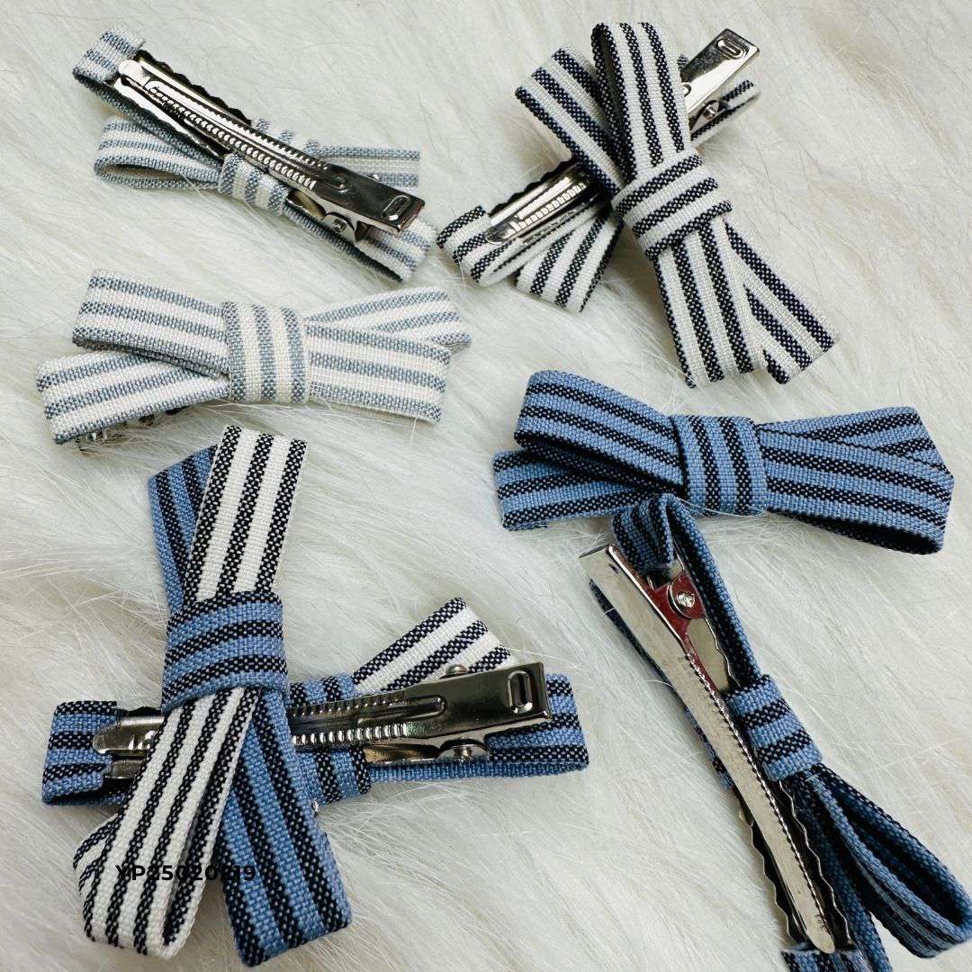 Striped Bow Hair Clips