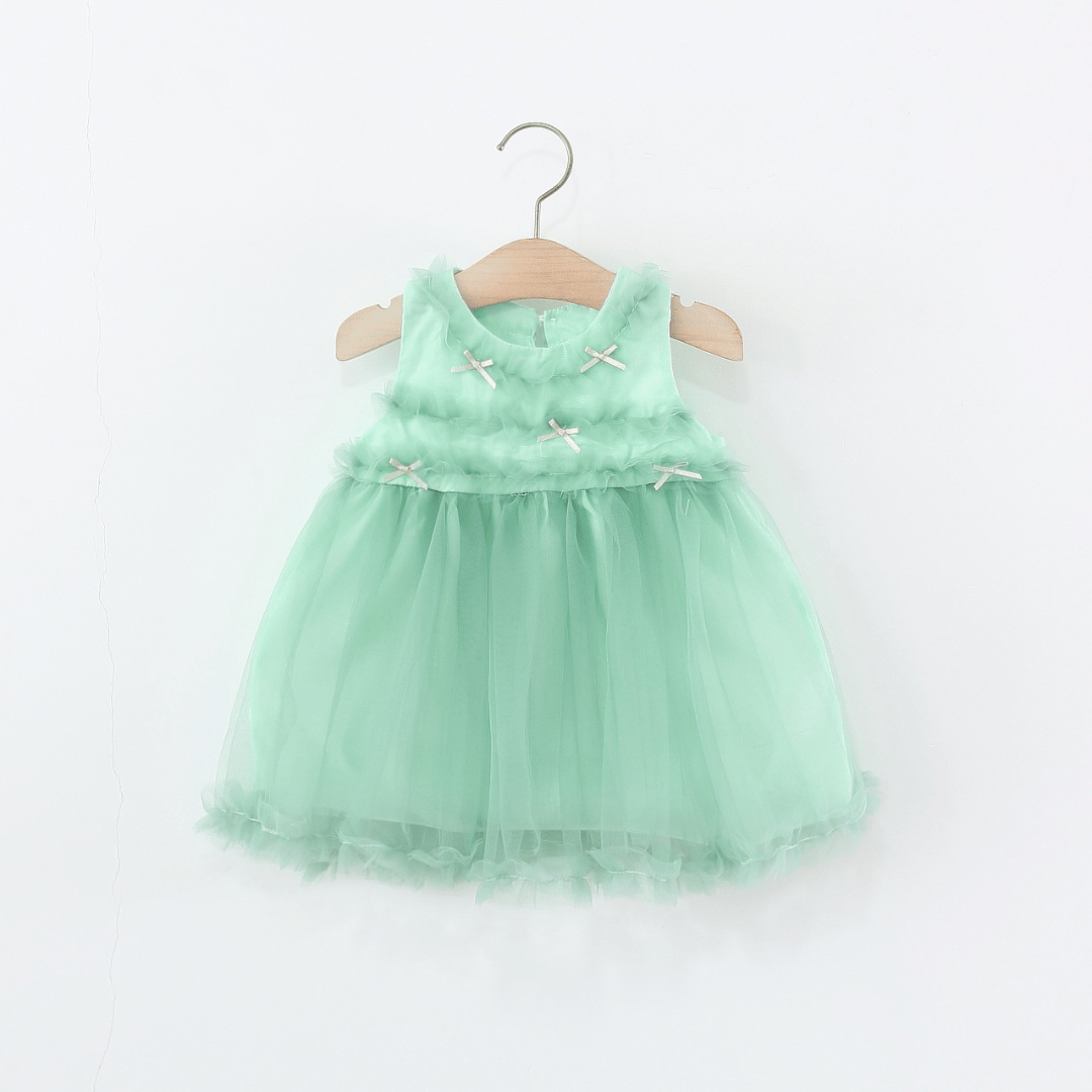Ribbon Charm Mesh Party Dress