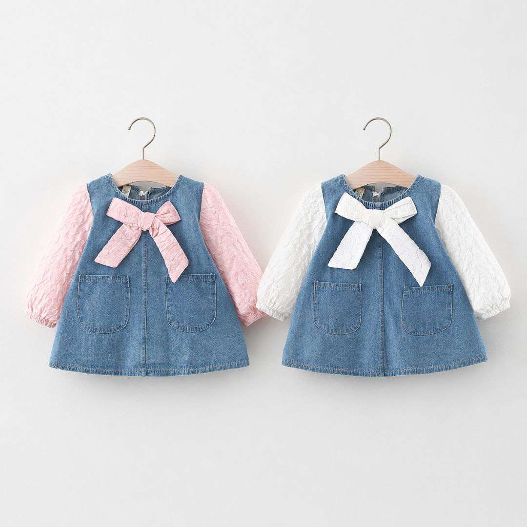 Sweet Girls Denim Bow Dress