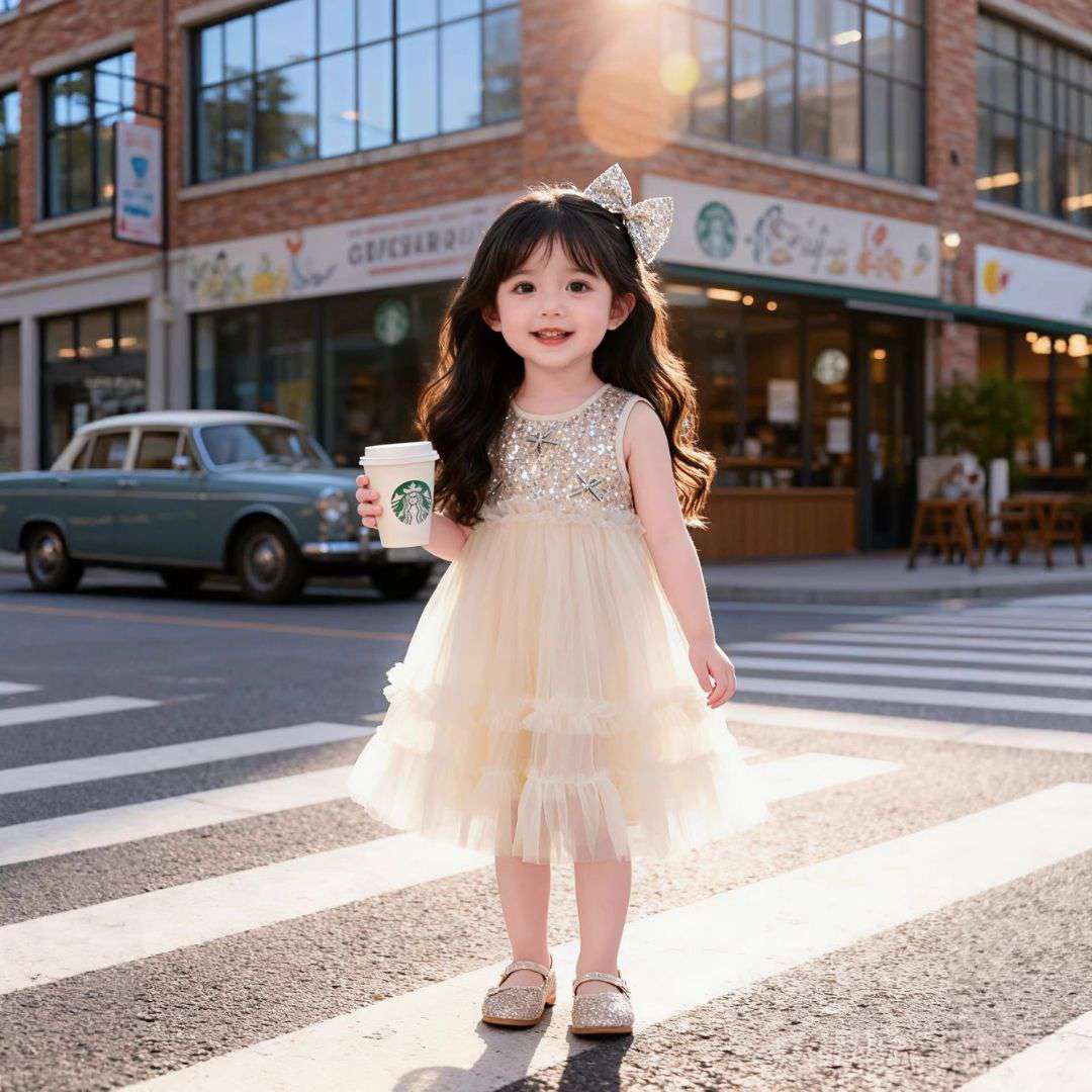 Golden Petal Princess Dress