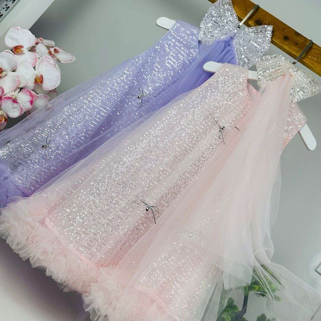 Sequin Party Dress with Bow Clip