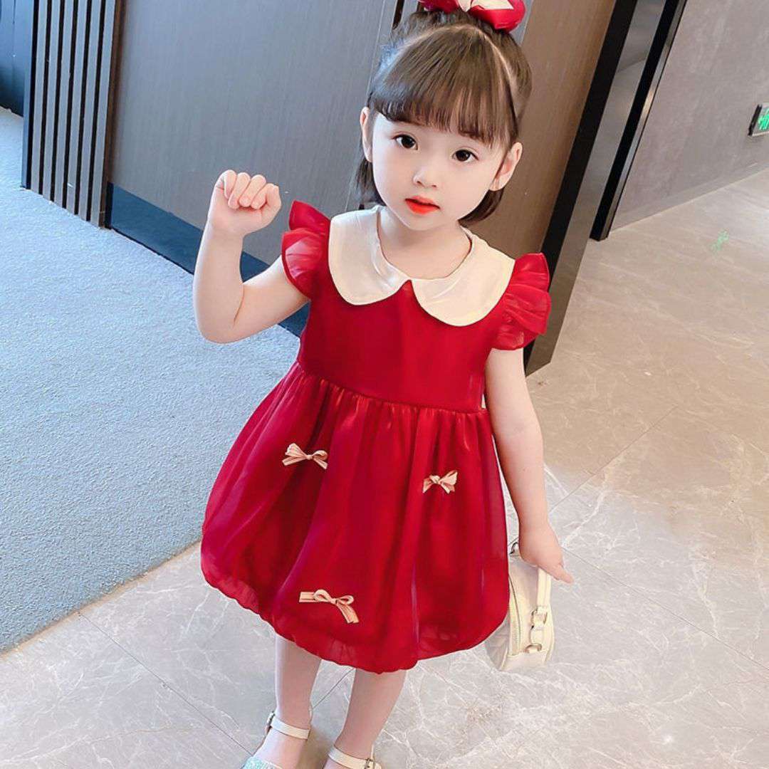 Cute Red Bow Party Baby Dress