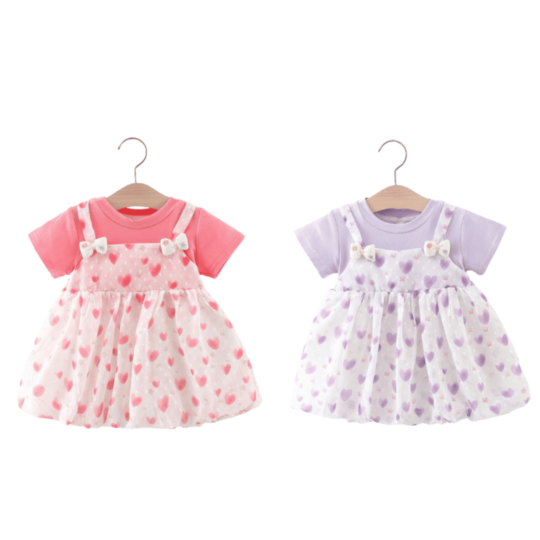 Twin Bow Heart Girls Dress