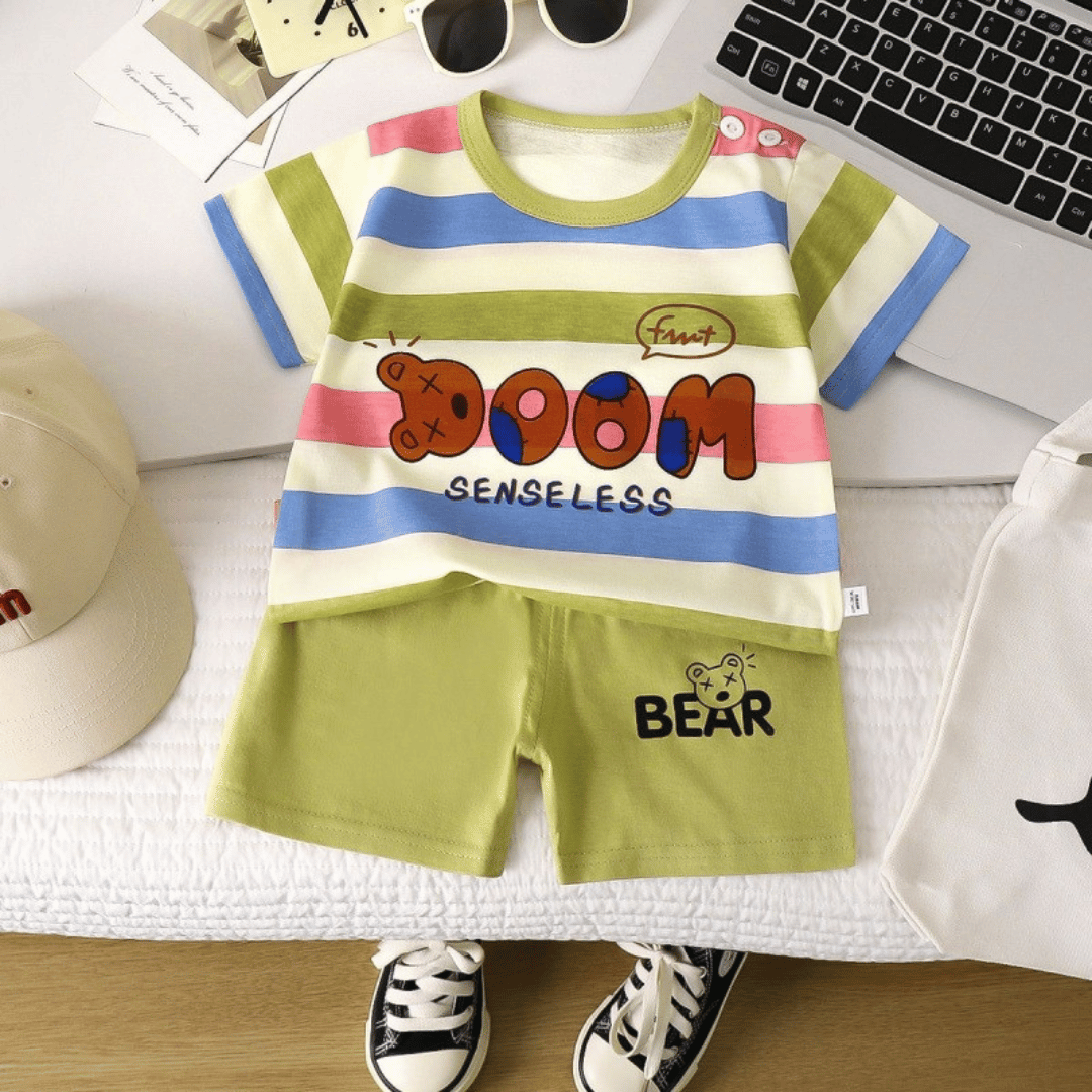 Bear Print Cotton Summer Set