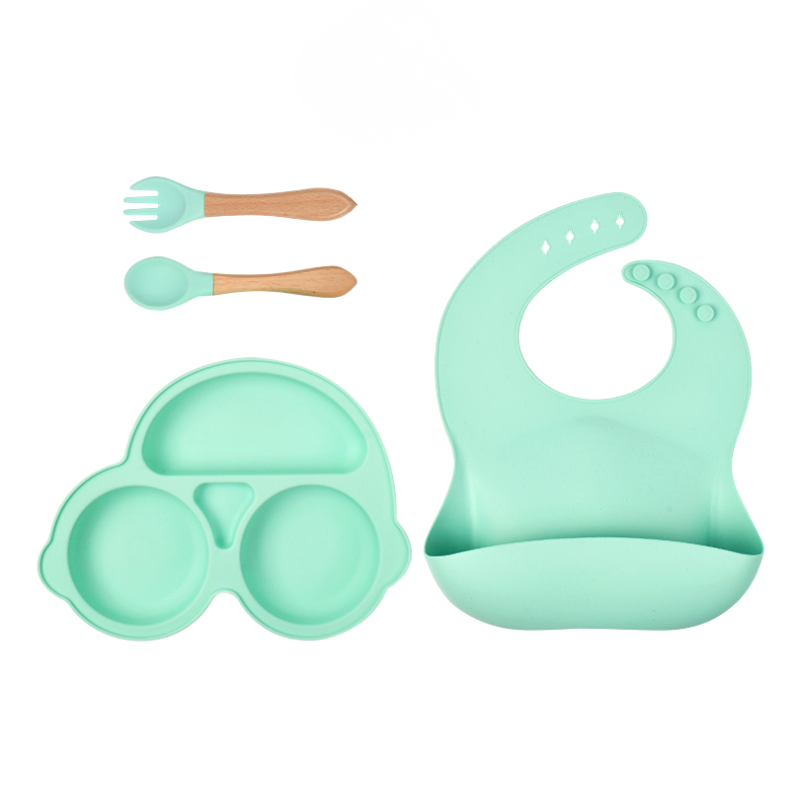 Silicone Baby Bib Plate Set