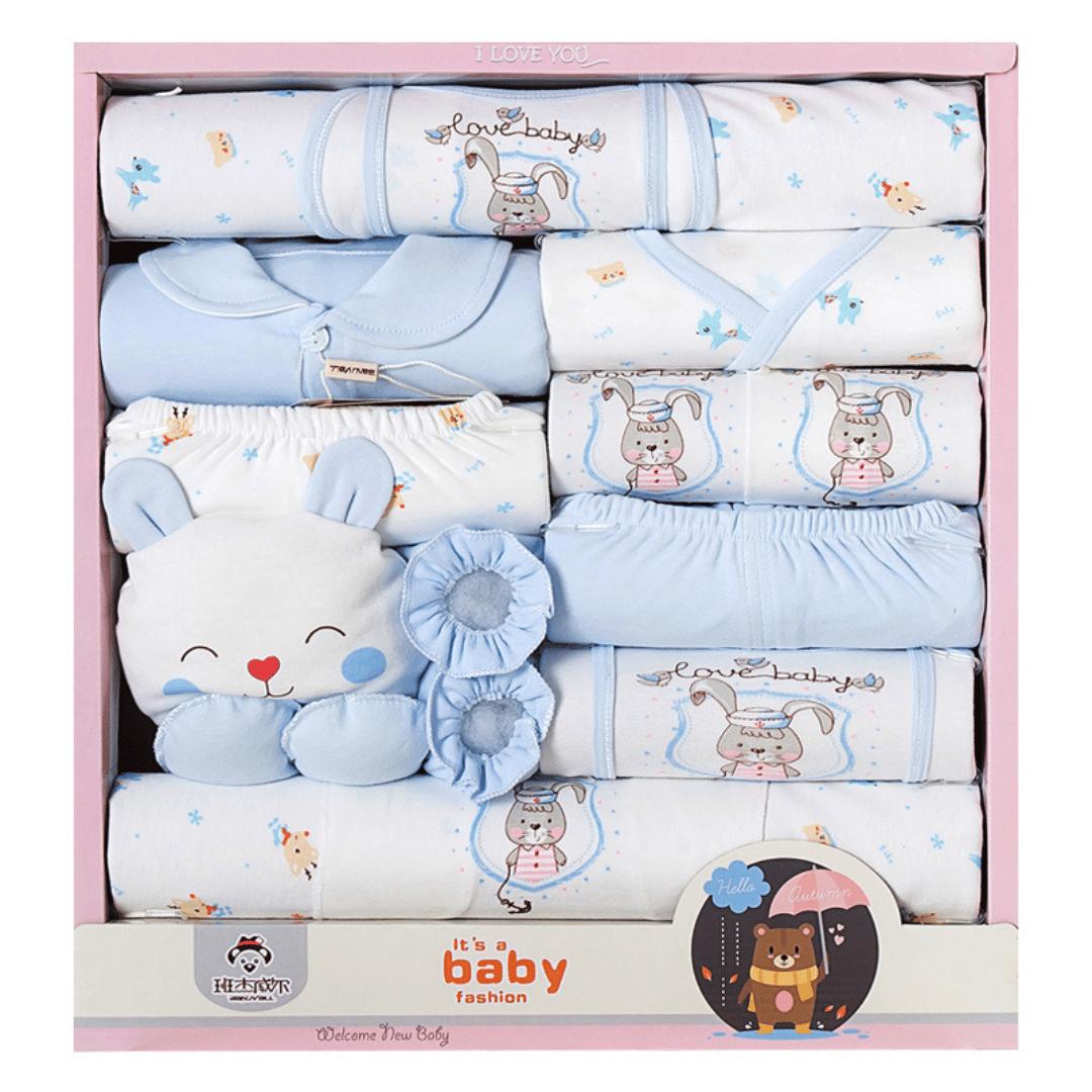 Gray Rabbit Newborn Gift Box – Soft Cotton Baby Set