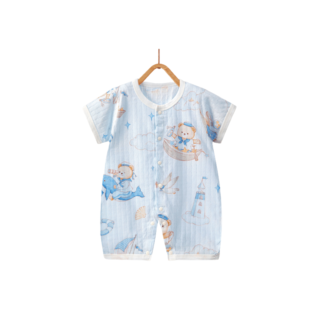 Luxury Pure Cotton Short-Sleeved Newborn Romper