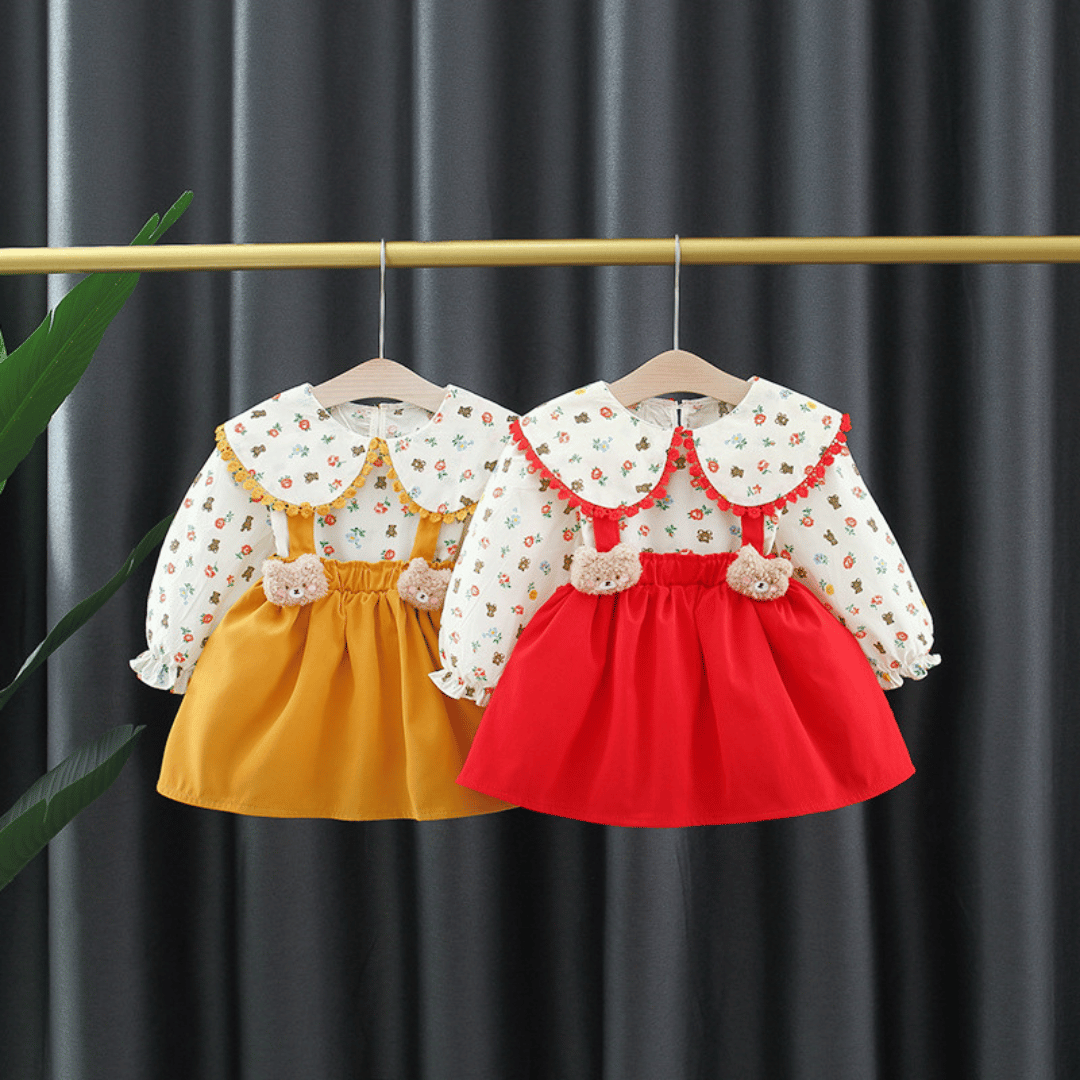 Bear Floral Skirt Set