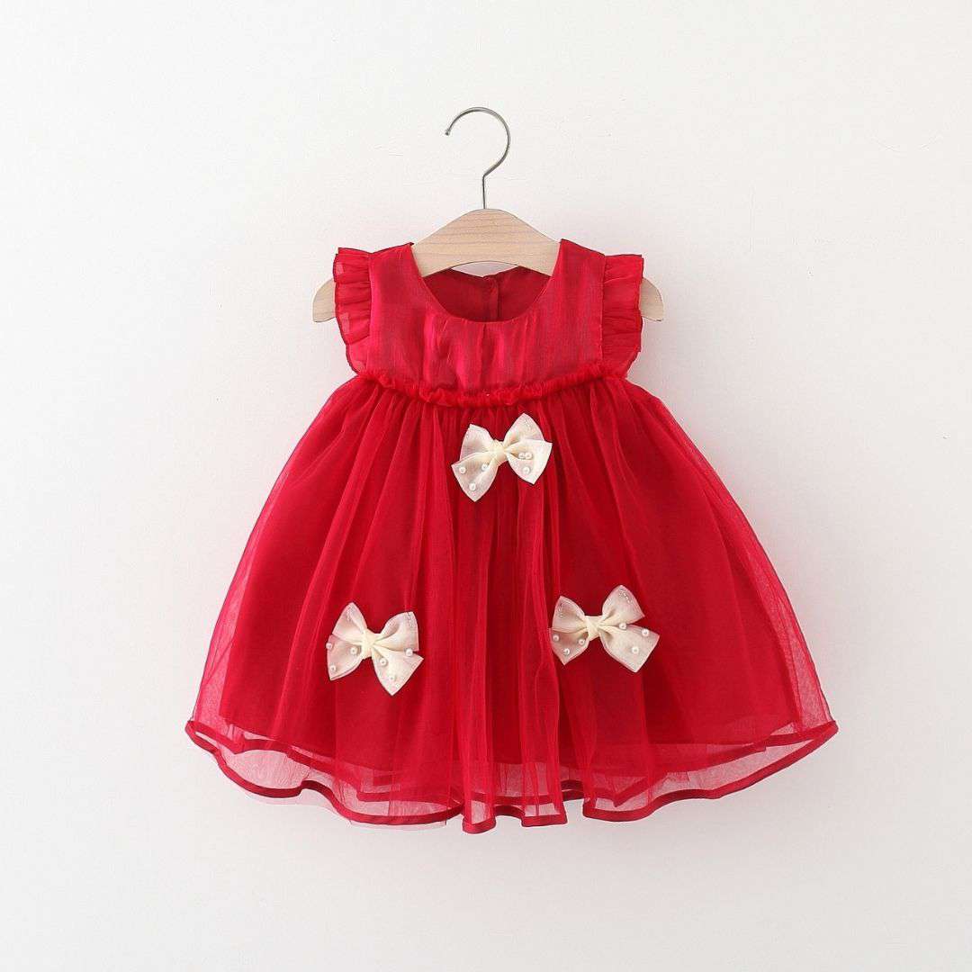 Red Pearl Bow Princess Dress